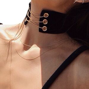 Gold Chain Choker Necklace Women Color Black